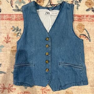 Zara Light Blue Denim Top